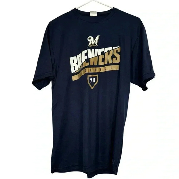 MILWAUKEE BREWERS MEN'S TEE T SHIRT NAVY BLUE MLB Adult M Medium - Picture 1 of 10
